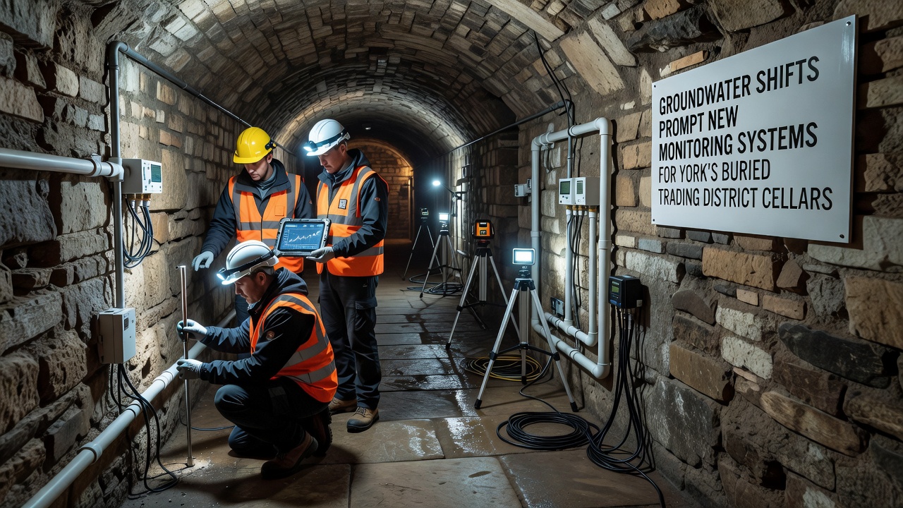 Sensor array monitoring groundwater levels in York cellars